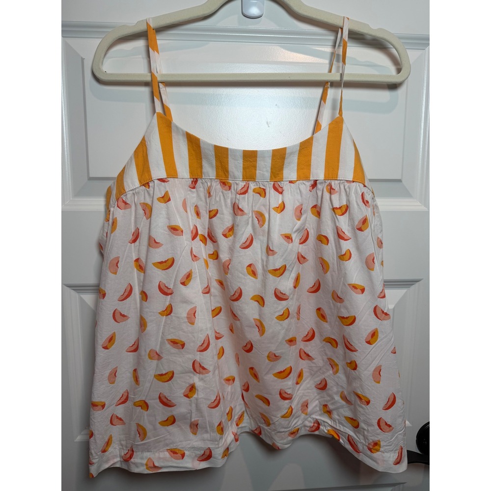 Kate Spade New York Peach Print Striped Camisole Tank Top Orange White Large